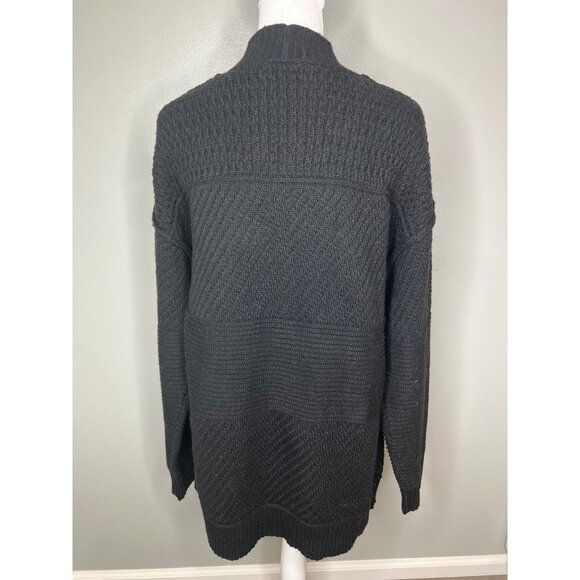 Frye Womens Donegal Black Open Knit Cardigan Sweater With Pockets Size Medium - Picture 7 of 17